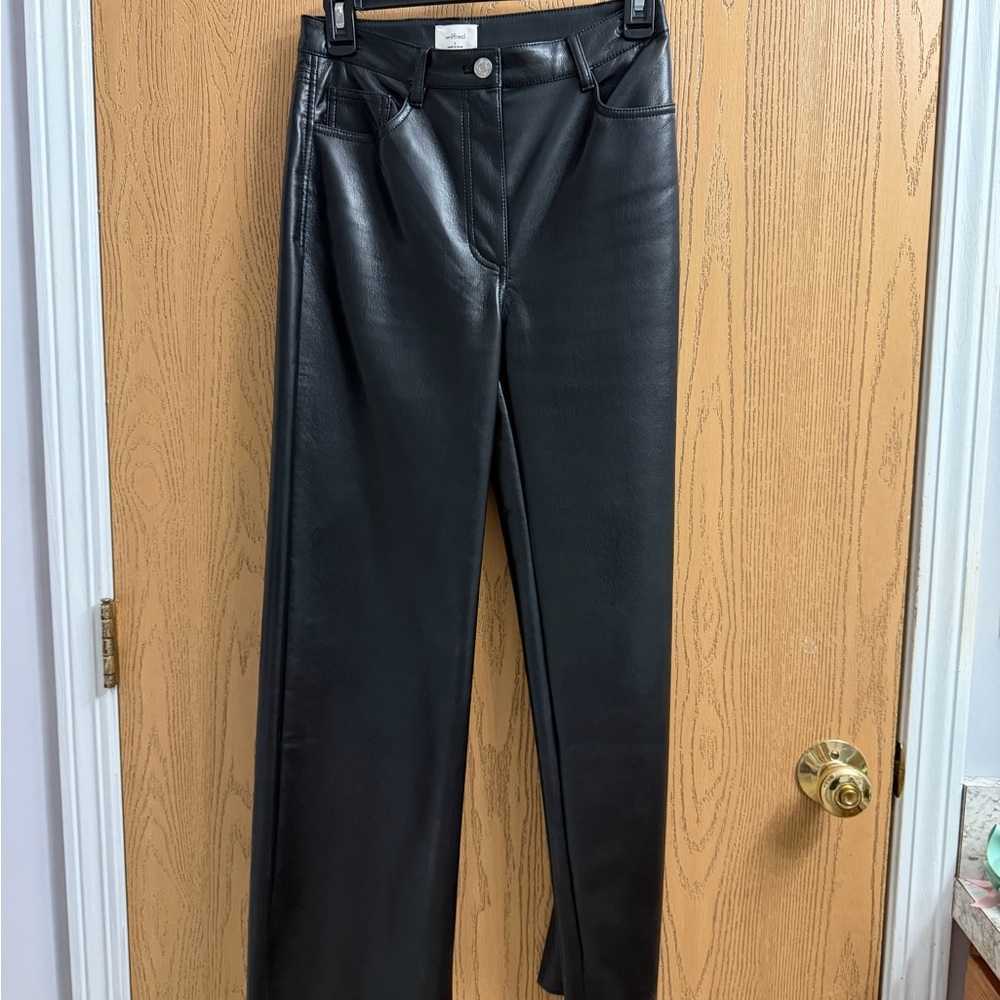 Aritzia Melina Wide Leg Leather Pants